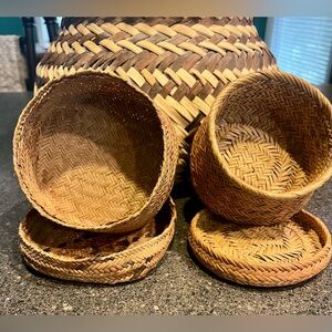 Handwoven Brown and Tan Basket Set of 3